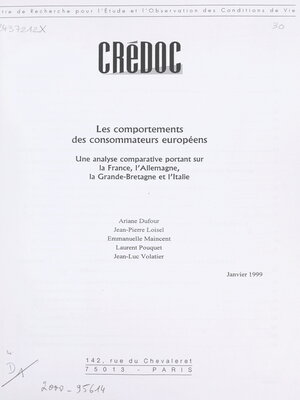cover image of Les comportements des consommateurs européens